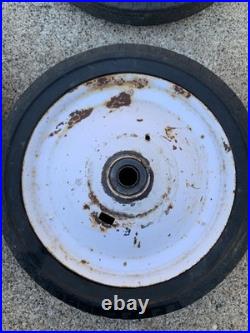 Vintage Pull Wagon Parts Radio Rocket / Flyer Wheels with Metal Caps