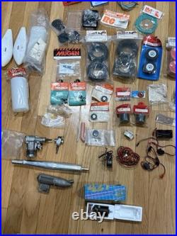 Vintage RC Model Airplane Nitro Parts Lot OS Max Engine ABC Panel Futaba Servo
