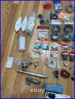 Vintage RC Model Airplane Nitro Parts Lot OS Max Engine ABC Panel Futaba Servo
