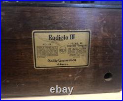 Vintage RCA Radiola III Radio Receiver Type R1 Untested For Parts