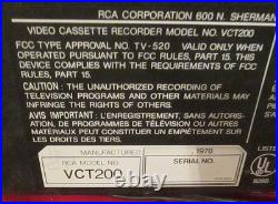 Vintage RCA Selectivision VCR VCT 200 for Parts/Repair & Instruction Manual