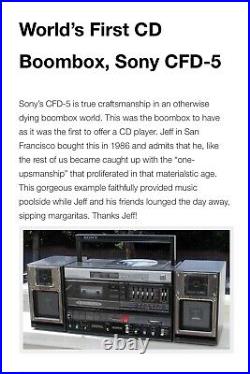 Vintage Rare 1985 Sony CFD-5 Boombox Radio CD Cassette PARTS Worlds First CD BB