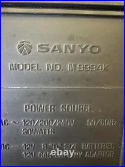Vintage Sanyo M9994 Boombox AM/FM Cassette Portable Radio For Parts