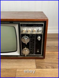 Vintage Sears Model 5028 AM/FM clock Radio with 8 Black White Television PARTS RE