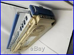 Vintage Sharp GF-7 GF-7ZB Blue Stereo Radio Cassette For parts or not working