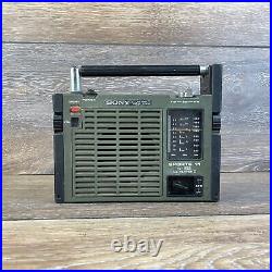 Vintage Sony ICF-111 Green/Black Retro Sports 11 All Weather Radio For Parts