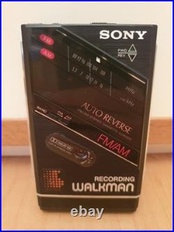 Vintage Sony WM-F202 Walkman + Pouch Untested Cassette Recorder For Parts Japan