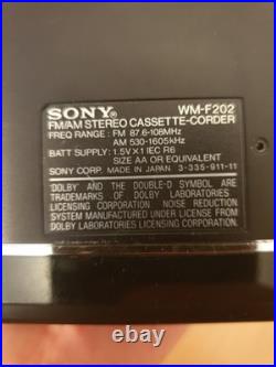 Vintage Sony WM-F202 Walkman + Pouch Untested Cassette Recorder For Parts Japan