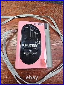 Vintage Sony WM-F70 Pink Walkman FM Stereo Cassette Player For Parts