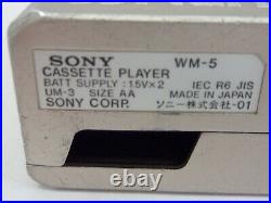 Vintage Sony Walkman WM-5 Stereo Cassette Player For Parts or Repair As-Is