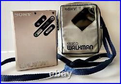 Vintage Sony Walkman WM-5 With Case for Parts or Repair As Is Silver Metal Nice