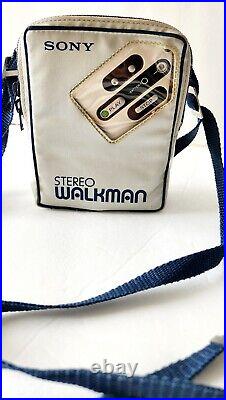 Vintage Sony Walkman WM-5 With Case for Parts or Repair As Is Silver Metal Nice