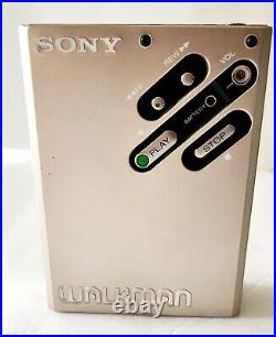 Vintage Sony Walkman WM-5 With Case for Parts or Repair As Is Silver Metal Nice