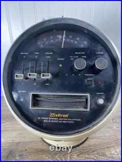 Vintage Weltron 2001 8 Track Player Radio White Space Ball AM/FM Radio For Parts