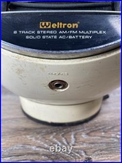 Vintage Weltron 2001 8 Track Player Radio White Space Ball AM/FM Radio For Parts