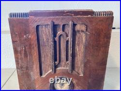 Vintage Wood Tabletop Tube Radio Antique Art Deco Cabinet For Parts/Repair