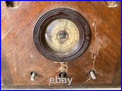 Vintage Wood Tabletop Tube Radio Antique Art Deco Cabinet For Parts/Repair