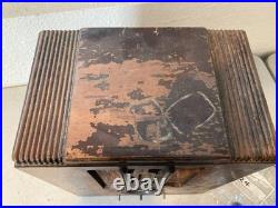 Vintage Wood Tabletop Tube Radio Antique Art Deco Cabinet For Parts/Repair