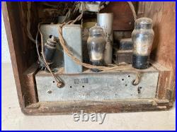 Vintage Wood Tabletop Tube Radio Antique Art Deco Cabinet For Parts/Repair