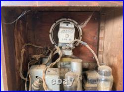Vintage Wood Tabletop Tube Radio Antique Art Deco Cabinet For Parts/Repair