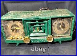 Vintage ZENITH Model S21634 1950s Rare Bakelite Radio Green Mid Mod Parts Repair