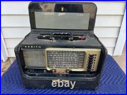 Vintage Zenith Trans-Oceanic Wave Magnet A600 6A40 Tube Radio with Log Book Parts