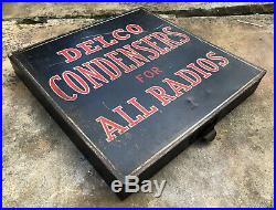 Vtg 1930s 40s Delco Condensers For All Radios Parts Cabinet Shop Bin Rare GM