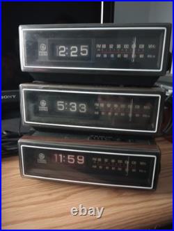 Vtg GE Flip Alarm Clock Radio AM/FM Lot of 3 General Electric for Parts 7-4305C