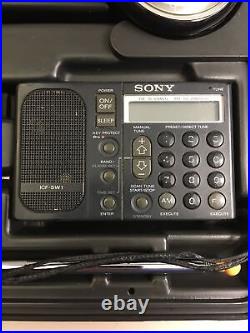 Vtg Sony ICF-SW1S Shortwave AM FM Radio With Accessories For Parts Read