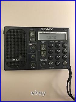 Vtg Sony ICF-SW1S Shortwave AM FM Radio With Accessories For Parts Read