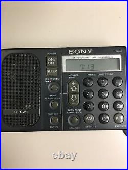 Vtg Sony ICF-SW1S Shortwave AM FM Radio With Accessories For Parts Read