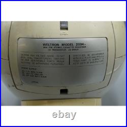 Weltron 2004 Space Ball Radio Cassette Player Recorder White Vintage For Parts